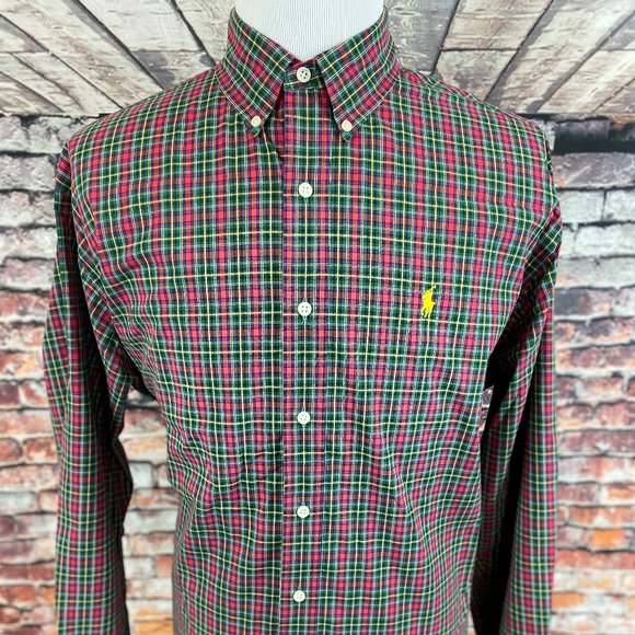Ralph Lauren Classic Red Green Tartan Plaid Shirt - Picture 4 of 5